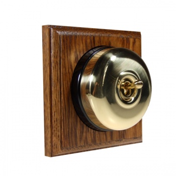 1 Gang Intermediate Medium Oak, Polished Brass Dome Period Switch